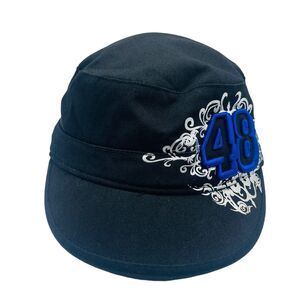 Vintage Jimmy Johnson #48 Cadet Military Army Black Strapback Hat NASCAR Lowes